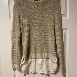 JEANNE PIERRE Textured Knit Sweater with Layered Hem
